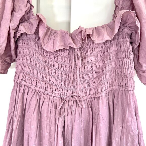 Square Neck Smocked Puff Sleeve 100% Cotton Dress XXL - Picture 5 of 13